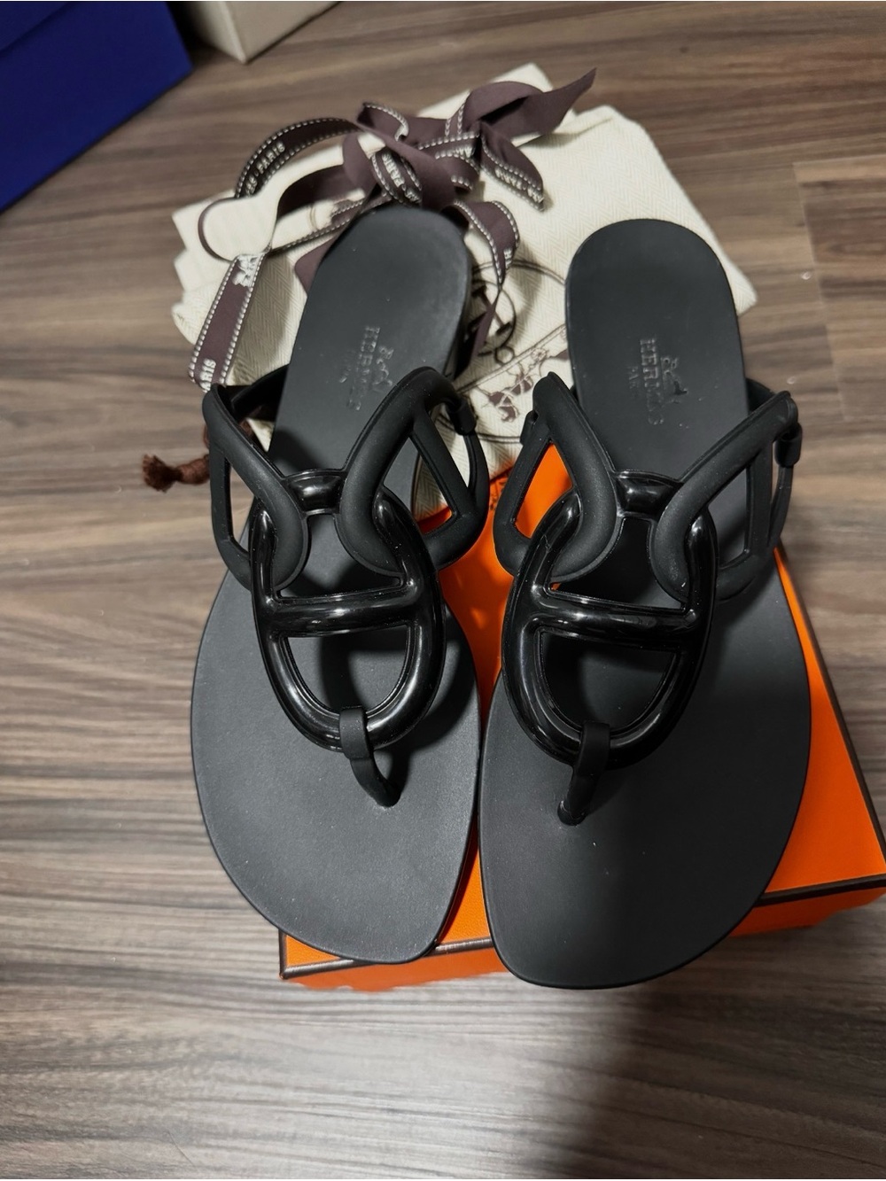 Hermes Egerie Black Women's Sandals
